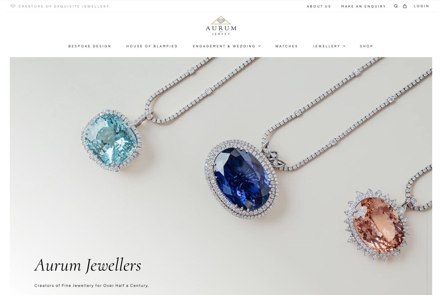 Aurum of Jersey ecommerce homepage